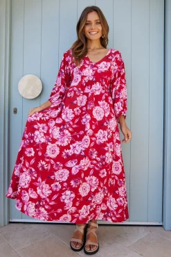 Hot Samarra Dress - Red Floral Floral Dresses|Curve Dresses