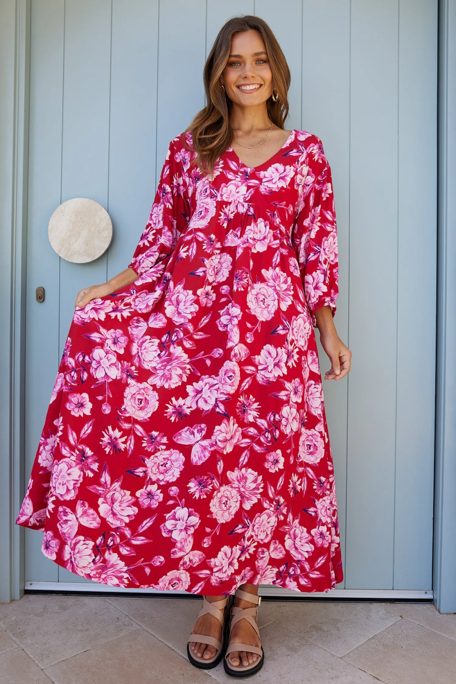 Hot Samarra Dress - Red Floral Floral Dresses|Curve Dresses