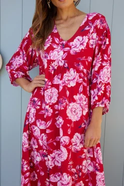 Hot Samarra Dress - Red Floral Floral Dresses|Curve Dresses