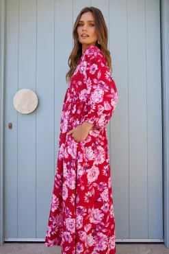 Hot Samarra Dress - Red Floral Floral Dresses|Curve Dresses