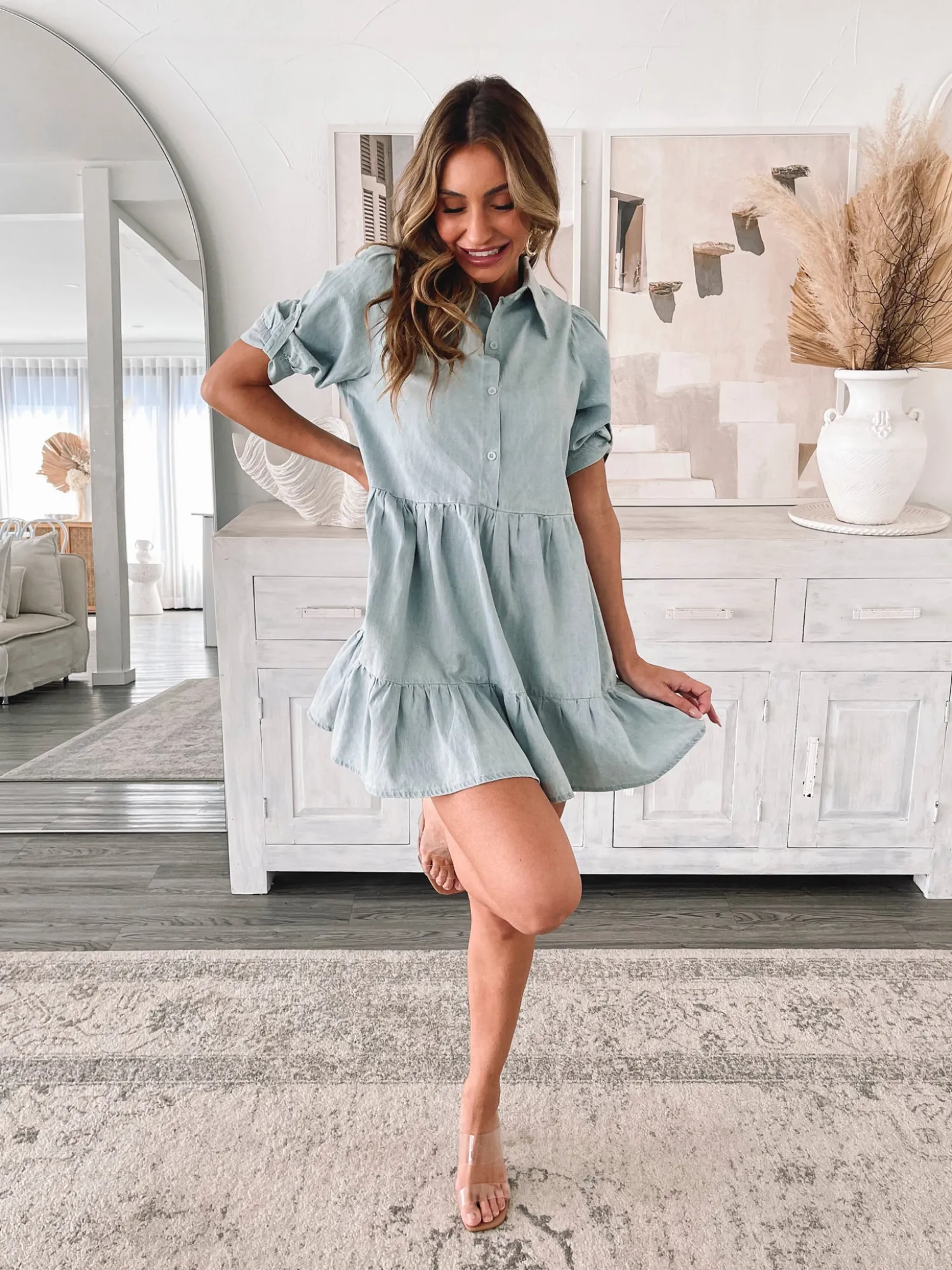 Discount Sanaz Dress - Light Blue Basic Dresses|Curve Dresses