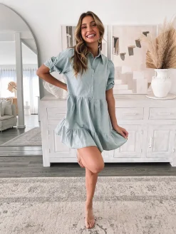 Discount Sanaz Dress - Light Blue Basic Dresses|Curve Dresses