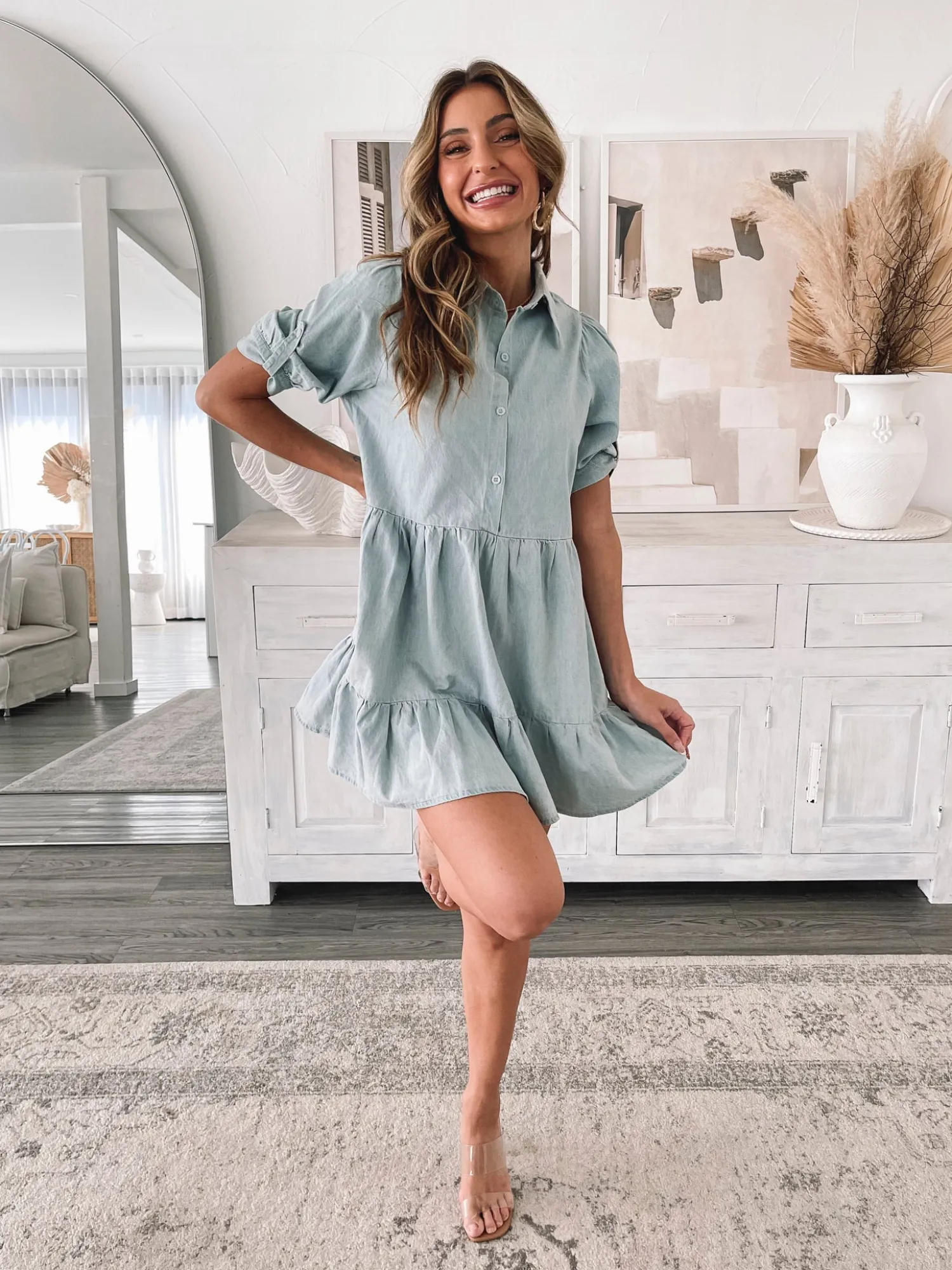 Discount Sanaz Dress - Light Blue Basic Dresses|Curve Dresses