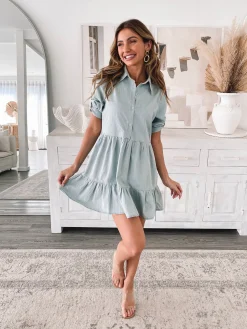 Discount Sanaz Dress - Light Blue Basic Dresses|Curve Dresses