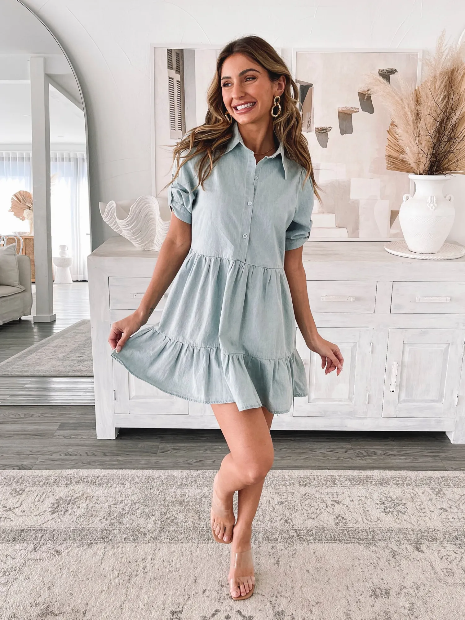 Discount Sanaz Dress - Light Blue Basic Dresses|Curve Dresses