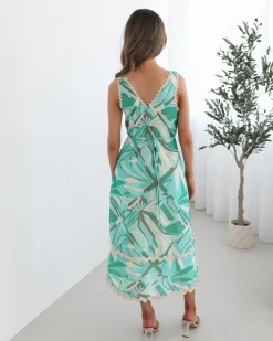 Discount Sariyah Dress - Green Print Maxi Dresses|Holiday Dresses