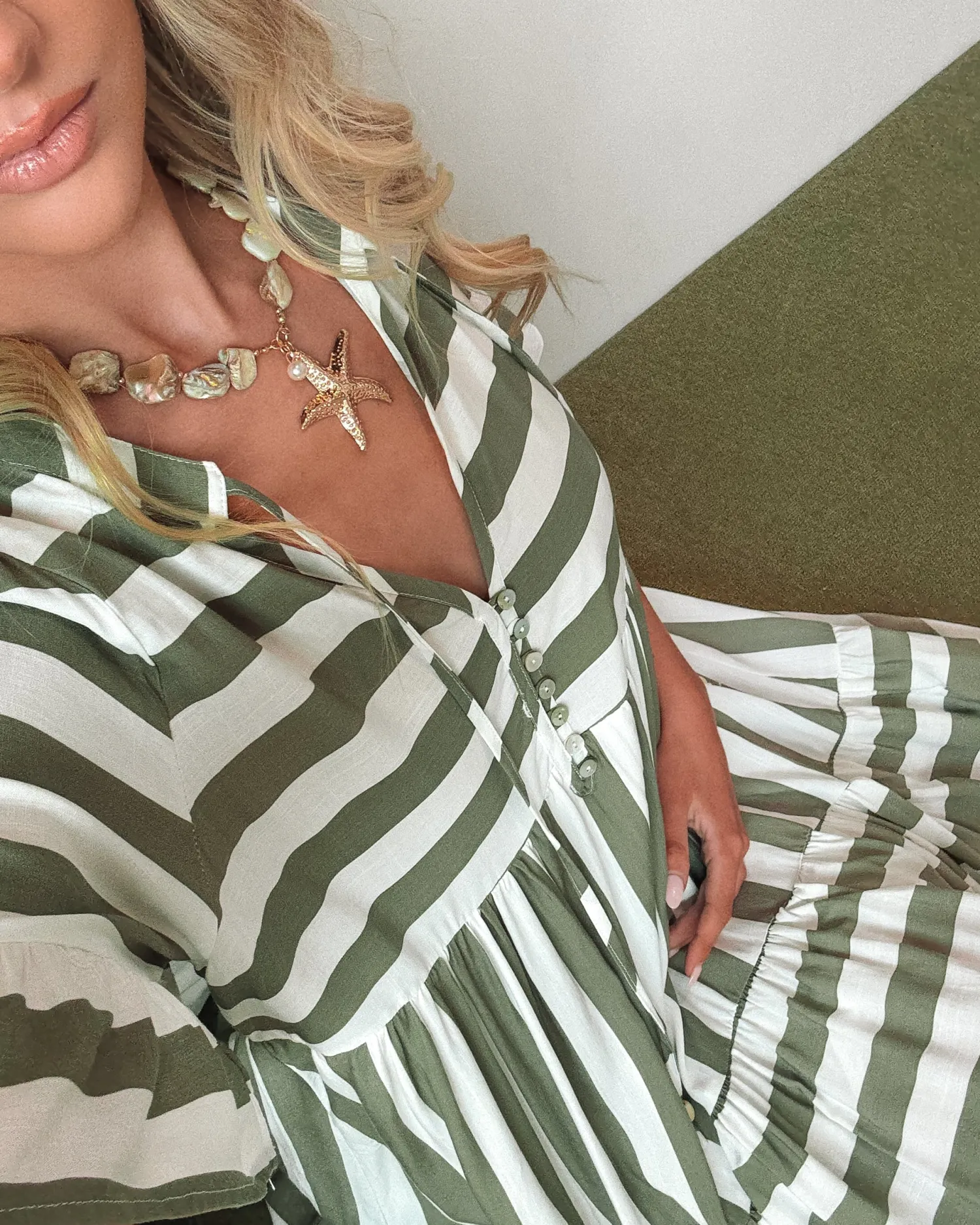 Outlet Serah Dress - Khaki Stripe Curve Dresses|Maternity Dresses