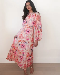 Outlet Sereline Dress - Pink Floral Floral Dresses|Long Sleeve Dresses
