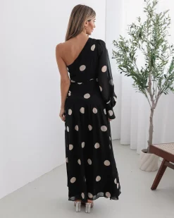 Outlet Serenella Dress - Black Spot Spot Dresses|Long Sleeve Dresses