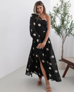 Outlet Serenella Dress - Black Spot Spot Dresses|Long Sleeve Dresses