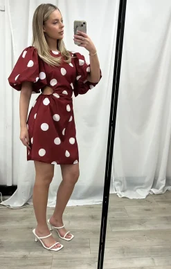 Sale Shahnaz Dress - Wine Spot Spot Dresses|Mini Dresses