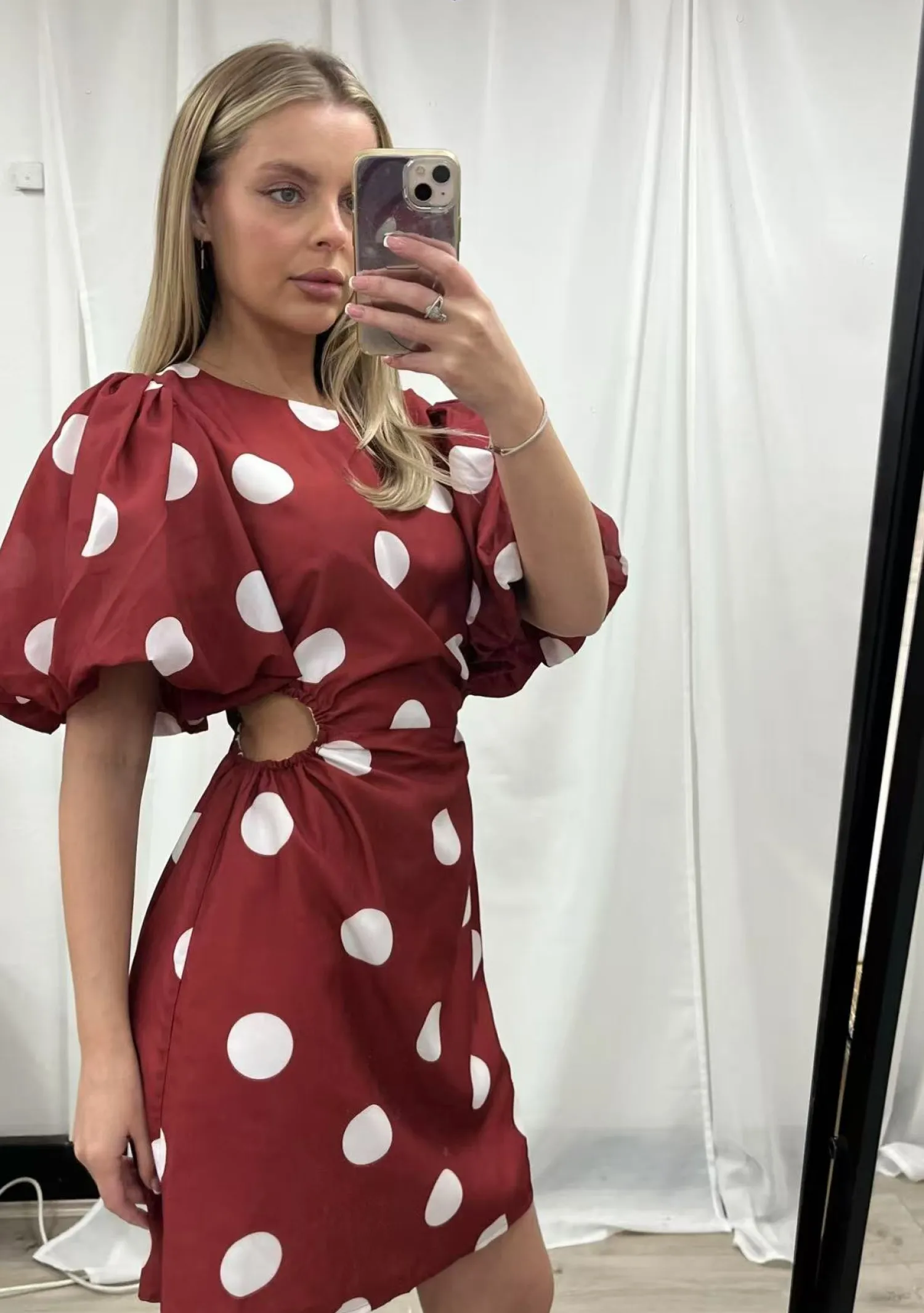Sale Shahnaz Dress - Wine Spot Spot Dresses|Mini Dresses
