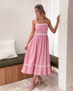 Sale Shameeka Dress - Pink Print Lace Dresses|Curve Dresses