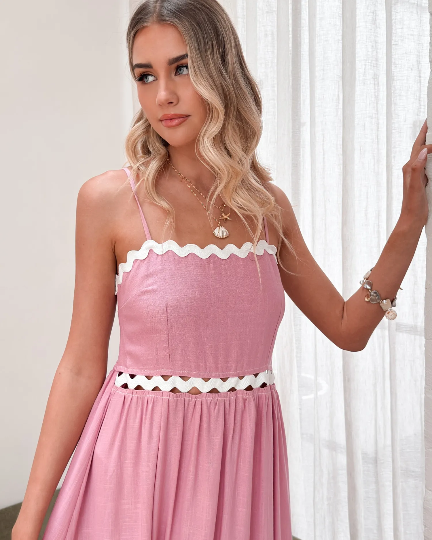Sale Shameeka Dress - Pink Print Lace Dresses|Curve Dresses