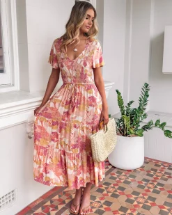 Online Shana Dress - Pink Floral Floral Dresses|Curve Dresses