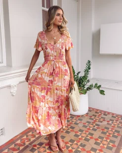 Online Shana Dress - Pink Floral Floral Dresses|Curve Dresses