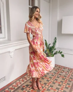 Online Shana Dress - Pink Floral Floral Dresses|Curve Dresses