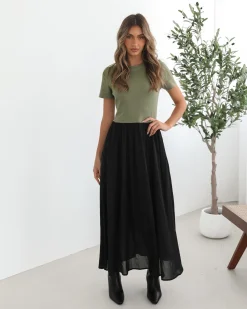 Outlet Shemeka Dress - Khaki Black Maternity Dresses|Maxi Dresses