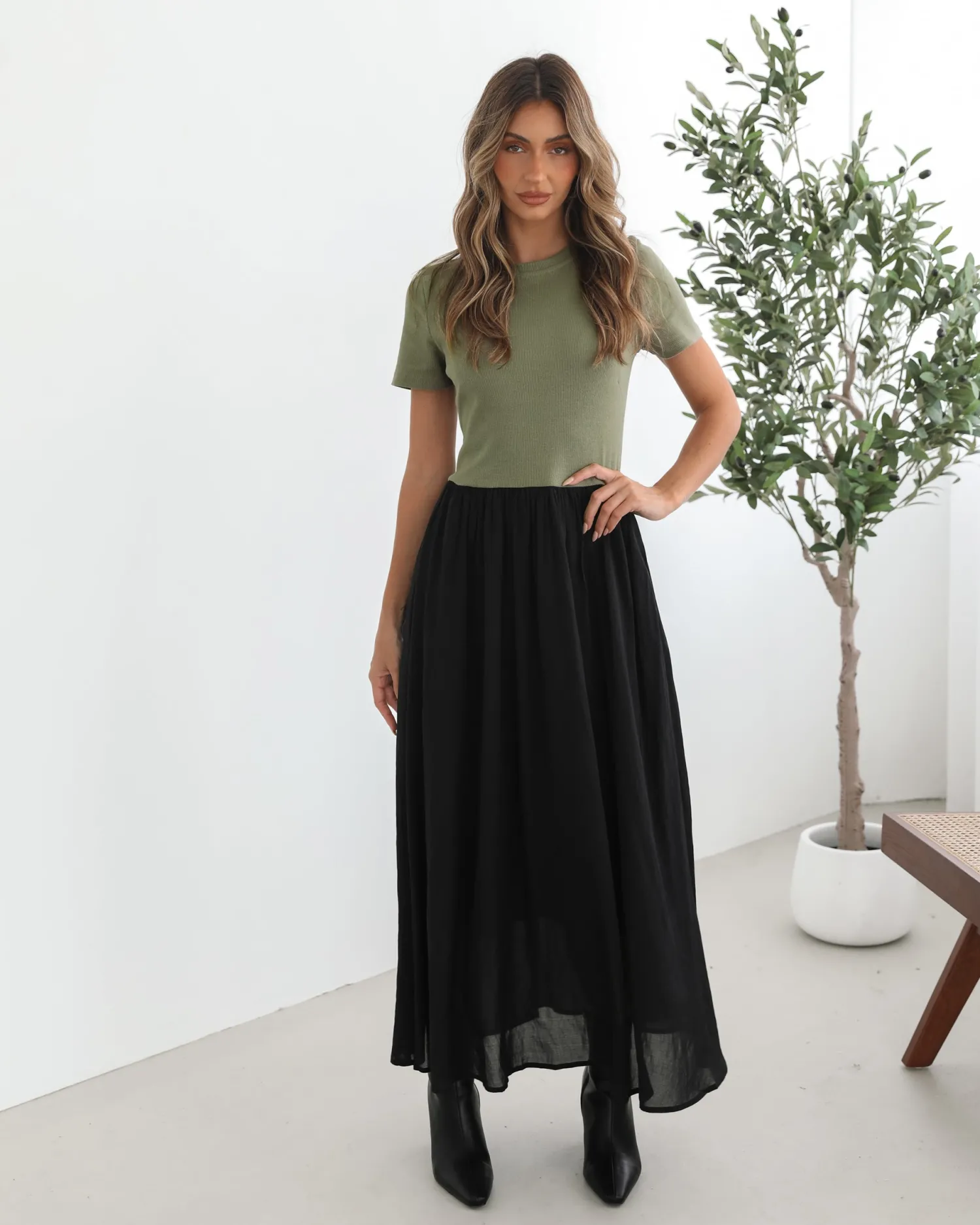 Outlet Shemeka Dress - Khaki Black Maternity Dresses|Maxi Dresses