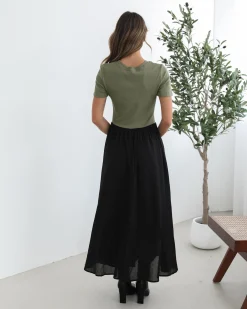 Outlet Shemeka Dress - Khaki Black Maternity Dresses|Maxi Dresses