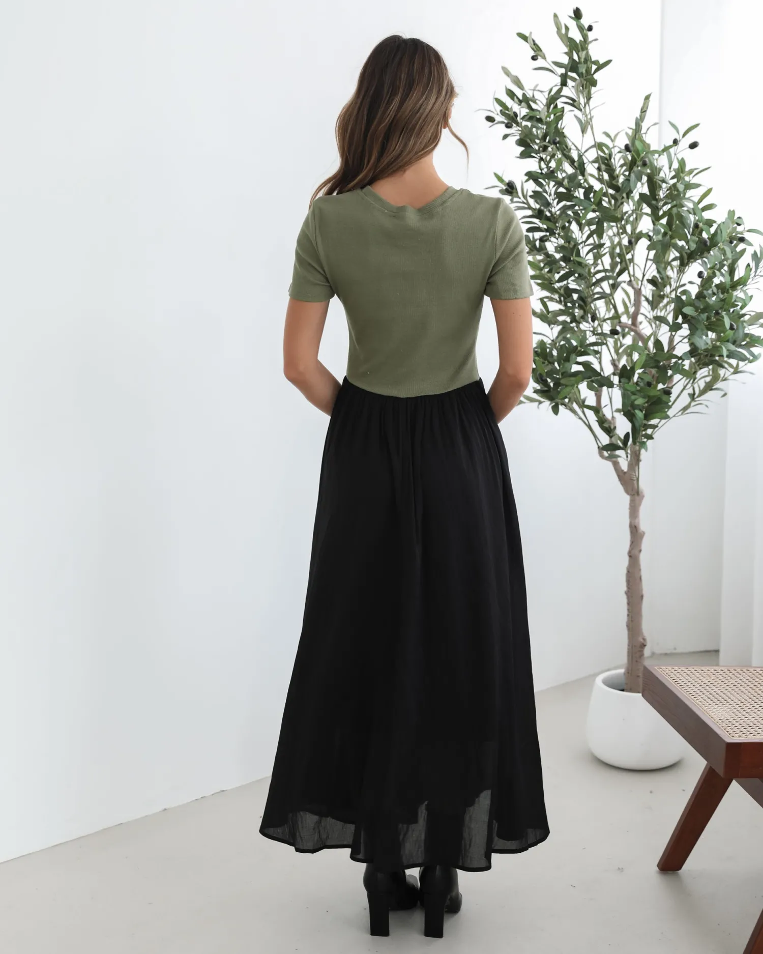 Outlet Shemeka Dress - Khaki Black Maternity Dresses|Maxi Dresses