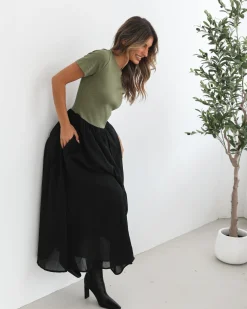 Outlet Shemeka Dress - Khaki Black Maternity Dresses|Maxi Dresses