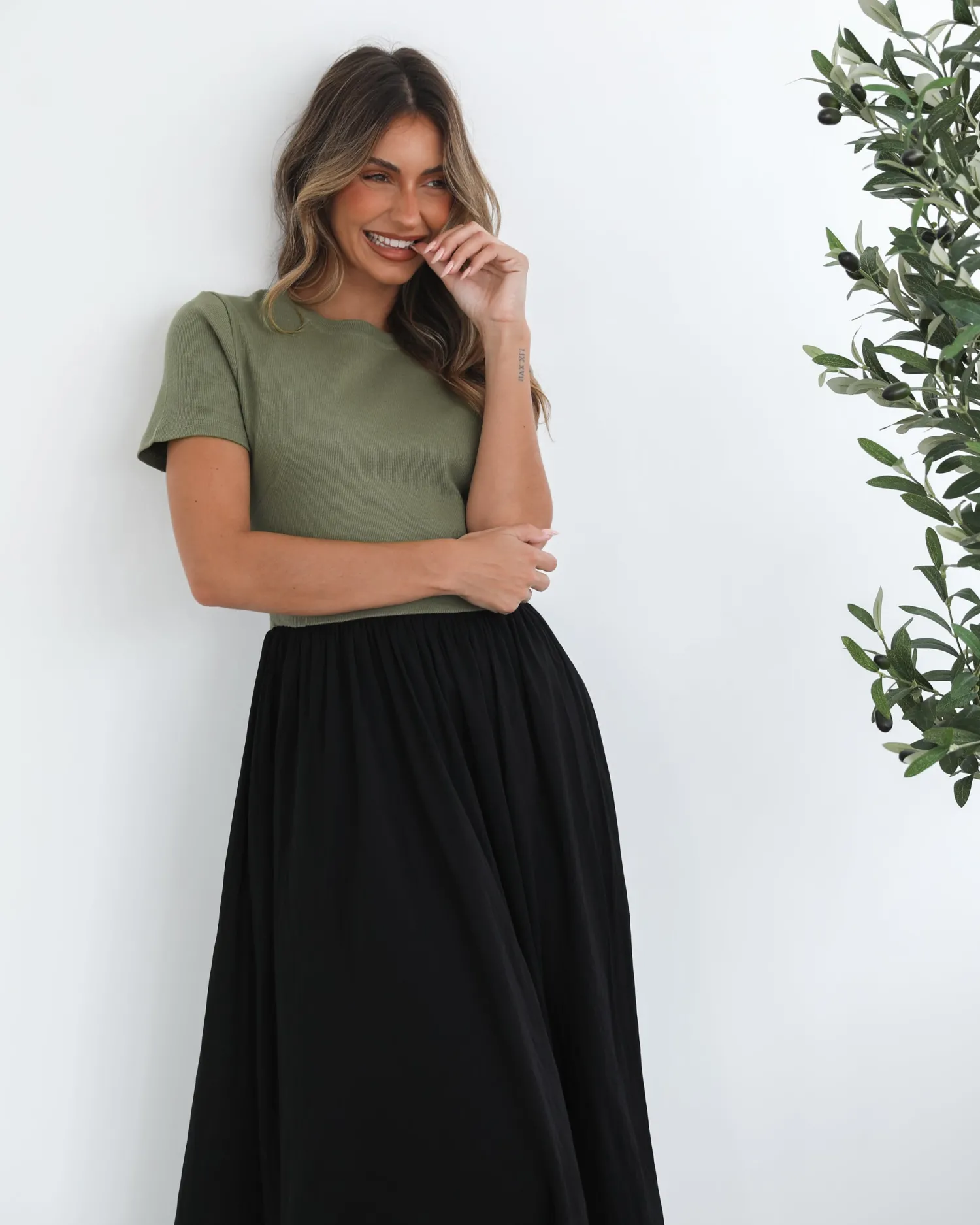 Outlet Shemeka Dress - Khaki Black Maternity Dresses|Maxi Dresses