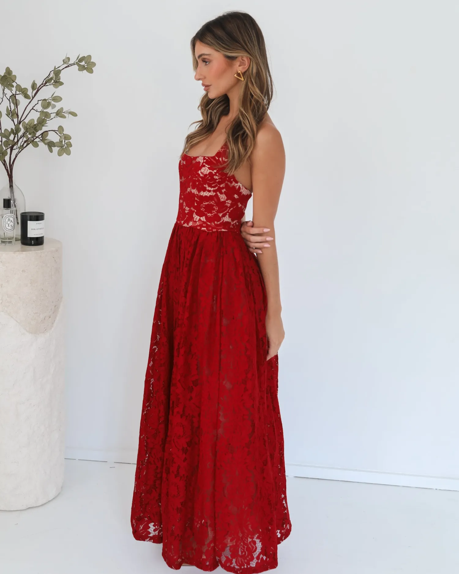 Best Shira Dress - Red Print Lace Dresses|Maxi Dresses
