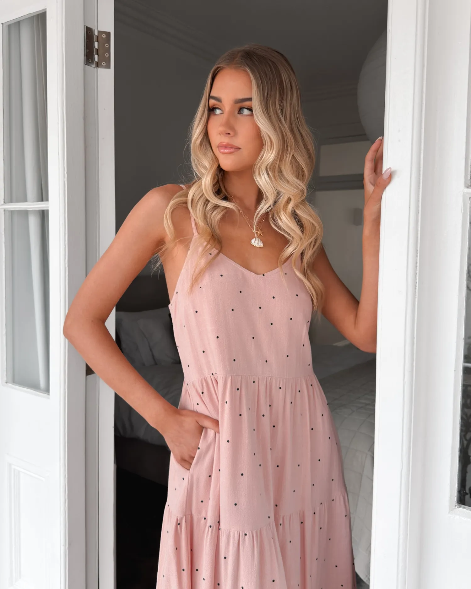 Sona Dress - Pink Spot Linen Dresses|Spot Dresses