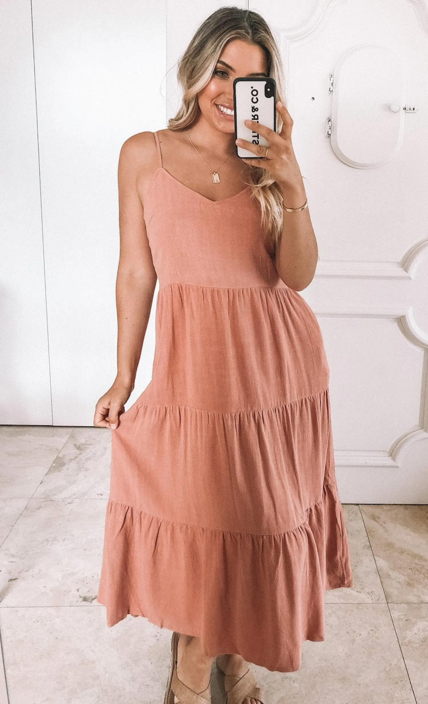 Sonya Dress - Rust Linen Dresses|Basic Dresses