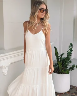 Clearance Sonya Dress - White Linen Dresses|Curve Dresses