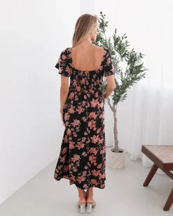 Online Sorcha Dress - Black Floral Floral Dresses|Curve Dresses