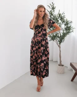 Online Sorcha Dress - Black Floral Floral Dresses|Curve Dresses