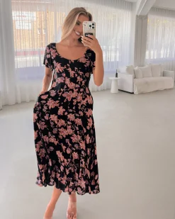 Online Sorcha Dress - Black Floral Floral Dresses|Curve Dresses