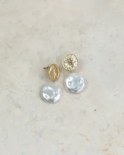 Discount Stevia Disc Shell Earrings - Gold Multi Jewellery|Accessories