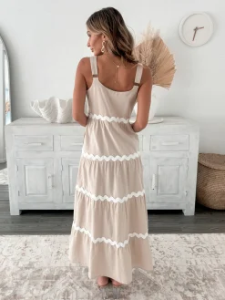 Best Taline Dress - Beige Multi Curve Dresses|Maternity Dresses