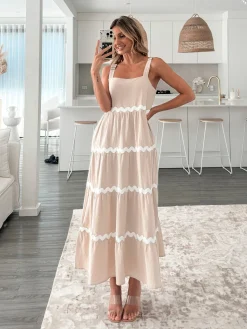 Best Taline Dress - Beige Multi Curve Dresses|Maternity Dresses