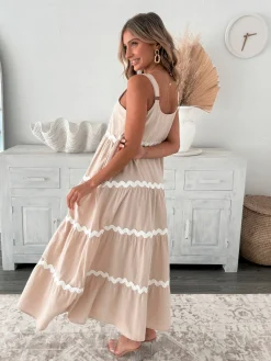Best Taline Dress - Beige Multi Curve Dresses|Maternity Dresses