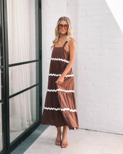 Taline Dress - Choc Multi Curve Dresses|Maternity Dresses