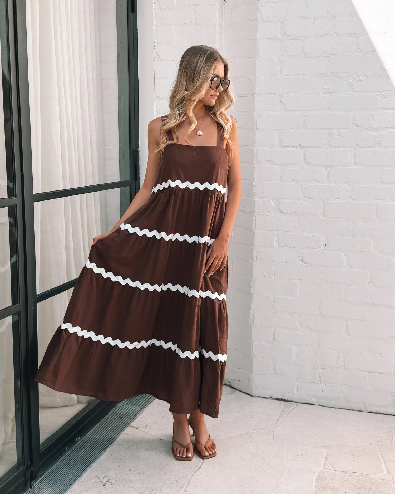 Taline Dress - Choc Multi Curve Dresses|Maternity Dresses
