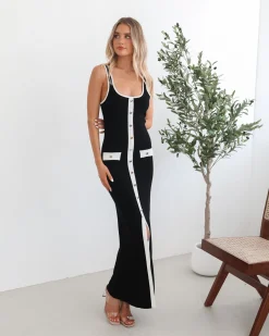 Outlet Terressia Knit Dress - Black Multi Knit Dresses|Maxi Dresses