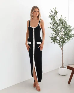Outlet Terressia Knit Dress - Black Multi Knit Dresses|Maxi Dresses