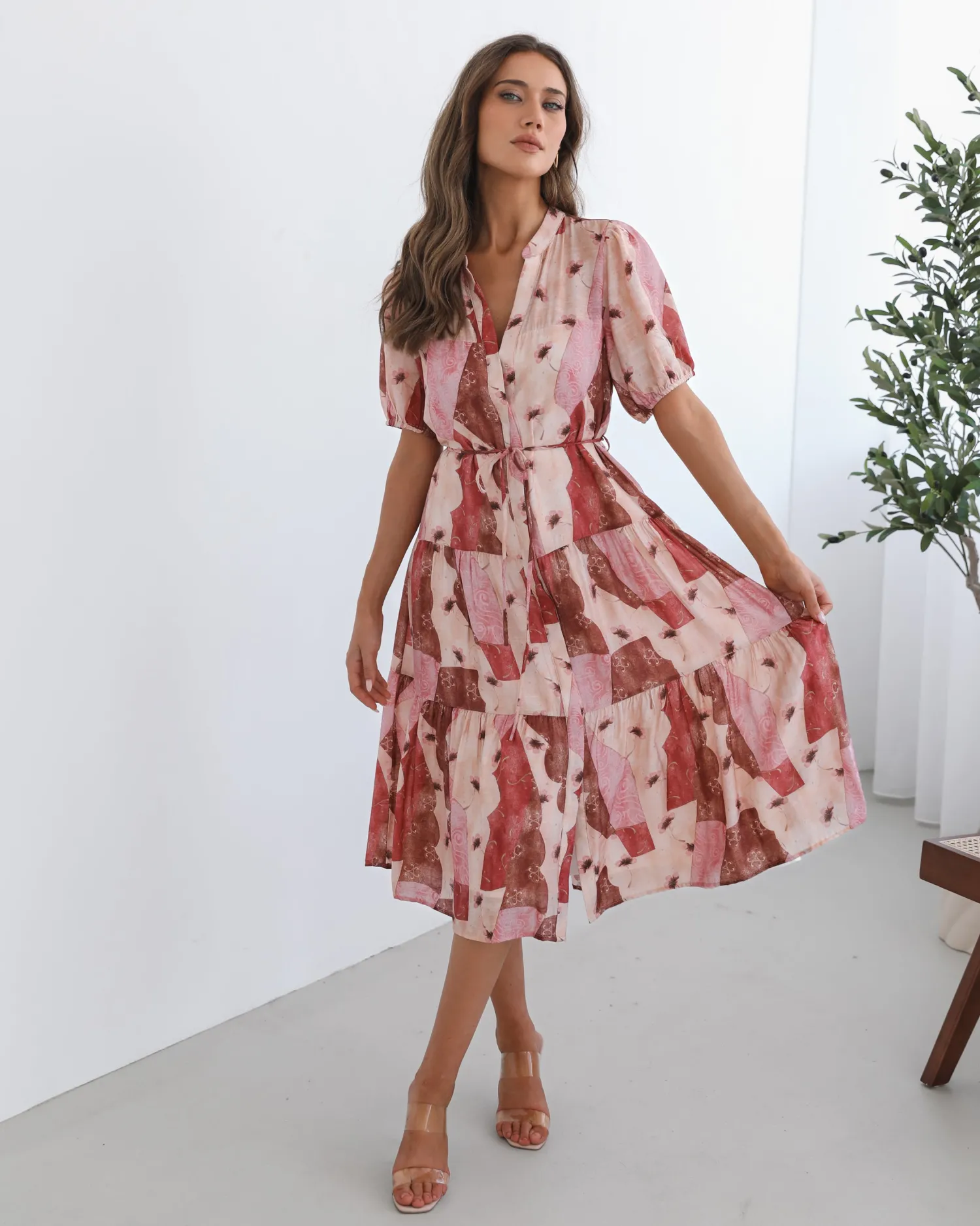 Clearance Theia Dress - Multi Print Shirt Dresses|Curve Dresses