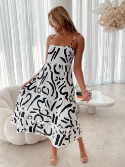 Theophilia Dress - White Print Curve Dresses|Maternity Dresses
