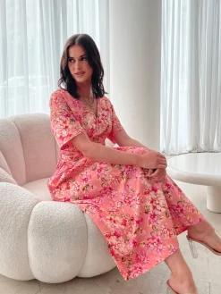 Discount Tivona Dress - Peach Blossom Floral Dresses|Maternity Dresses
