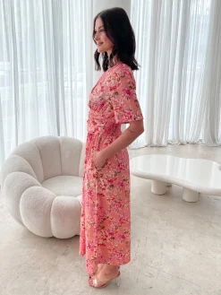 Discount Tivona Dress - Peach Blossom Floral Dresses|Maternity Dresses