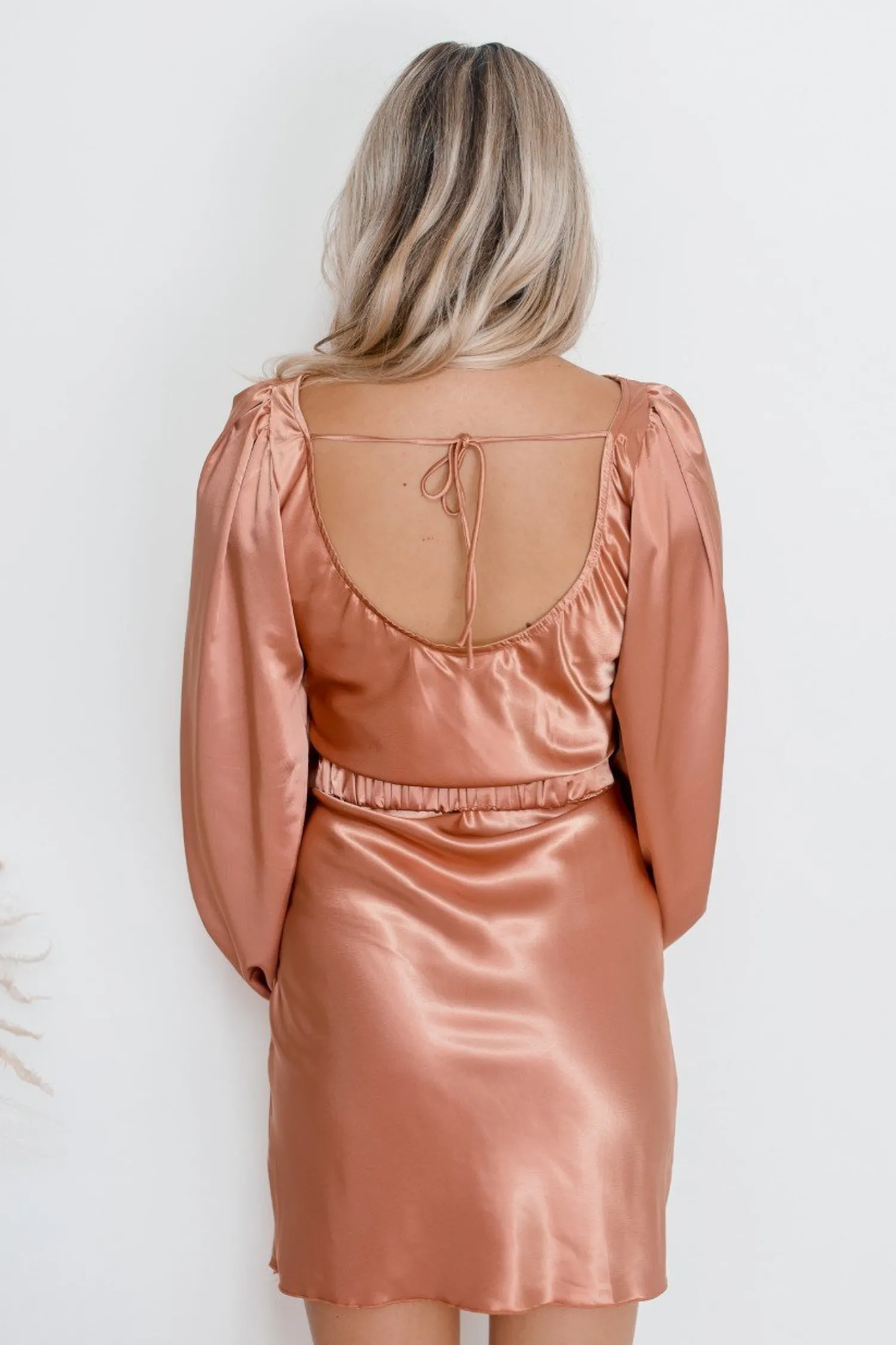 Hot Tonneli Dress - Rust Satin Dresses|Long Sleeve Dresses