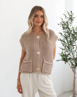 Sale Vasha Knit Top - Camel Basic Tops|Tops