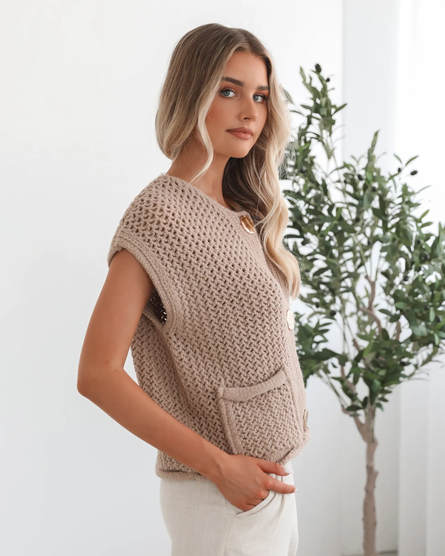 Sale Vasha Knit Top - Camel Basic Tops|Tops