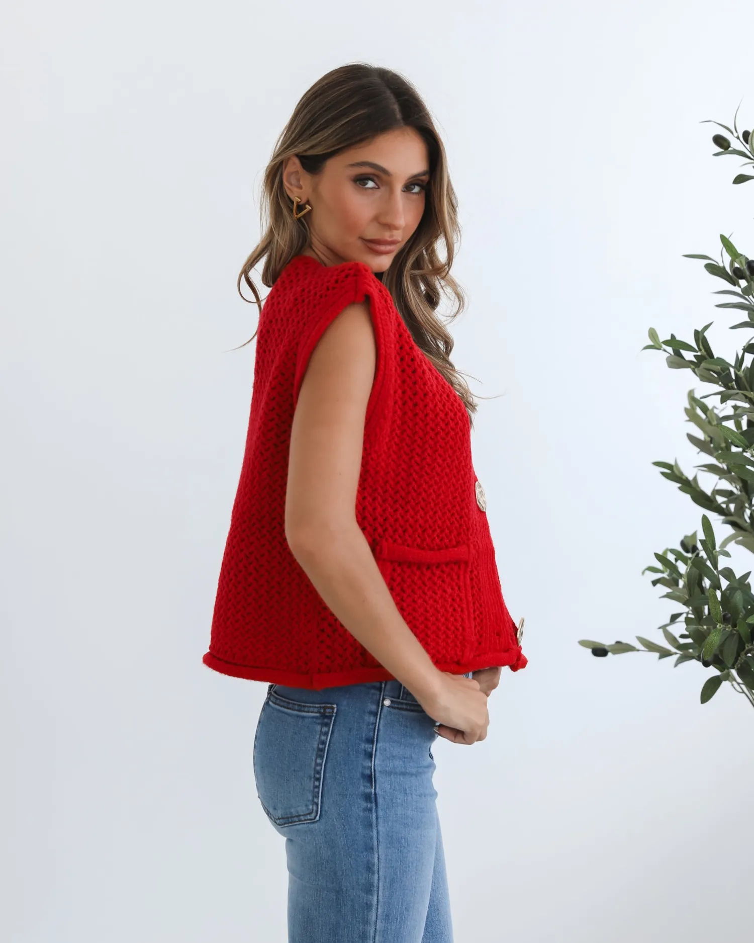 Hot Vasha Knit Top - Red Basic Tops|Tops